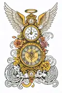 angel, clock an eye inside tattoo design idea