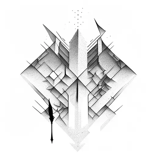 gothic architecture with jagged dark lines around to make a sleeve tattoo design idea