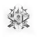 gothic architecture with jagged dark lines around to make a sleeve tattoo design idea