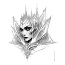 gothic architecture with jagged dark lines around to make a sleeve tattoo design idea