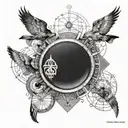 chest tattoo featuring birth dates, travel and geometric design  tattoo design idea