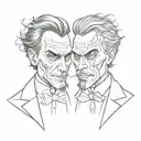 Dr. Jekyll and Hyde split same face tattoo design idea