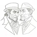 dr jekyll and mr hyde one side faces line drawing tattoo design idea