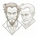 dr jekyll and mr hyde one side faces line drawing tattoo design idea