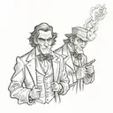 Dr. Jekyll is looking right and Mr Hyde is looking left. basic drawing tattoo design idea