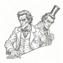Dr. Jekyll is looking right and Mr Hyde is looking left. basic drawing tattoo design idea