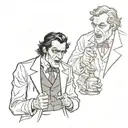 Dr. Jekyll is looking right and Mr Hyde is looking left. basic drawing tattoo design idea