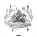 Books stacked up spines out with Ruth Ware titles on the spines tattoo design idea