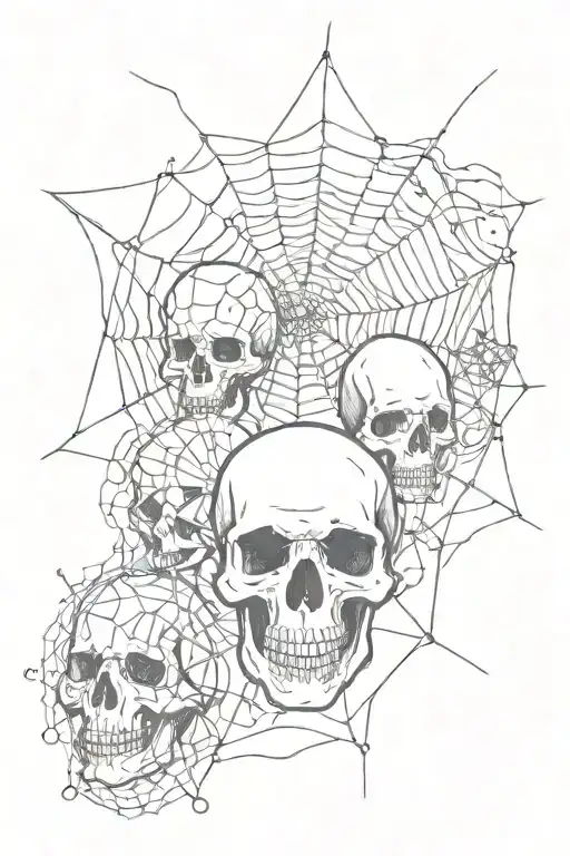 underground black spider web skulls tattoo design idea