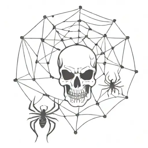 underground black spider web skulls tattoo design idea