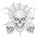 underground black spider web skulls tattoo design idea