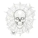 underground black spider web skulls tattoo design idea