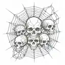 underground black spider web skulls tattoo design idea