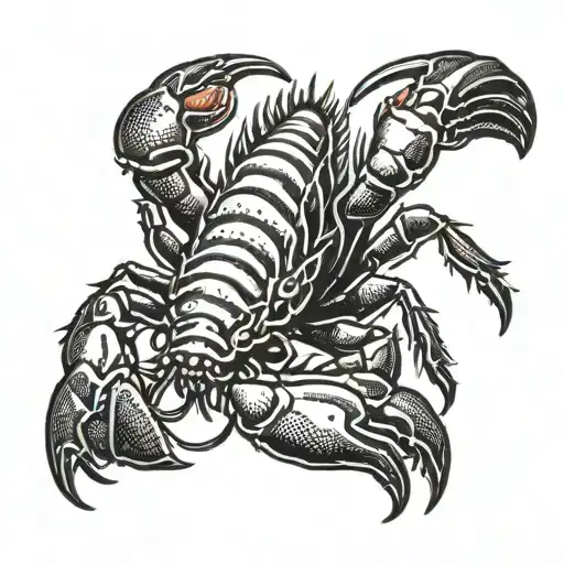 a crayfish from which a tiger emerges tattoo design idea