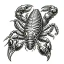 a crayfish from which a tiger emerges tattoo design idea