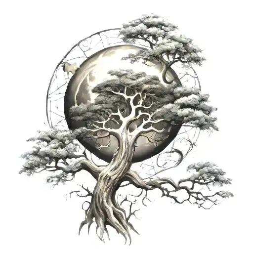 world tree but norse mythology tattoo design idea