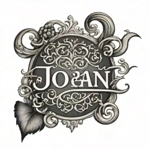 name tattoo with just the name Joan using a mix of the fonts old english and script dont add anything but the name tattoo design idea