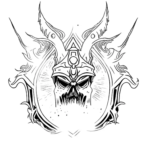 lich king helmet tattoo design idea