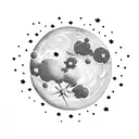 Full moon with Stars, Clouds, Smoke around it  tattoo design idea
