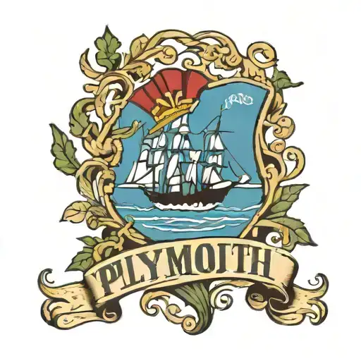 the word Plymouth with roots coming out  tattoo design idea