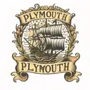 the word Plymouth with roots coming out  tattoo design idea
