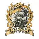 the word Plymouth with roots coming out  tattoo design idea
