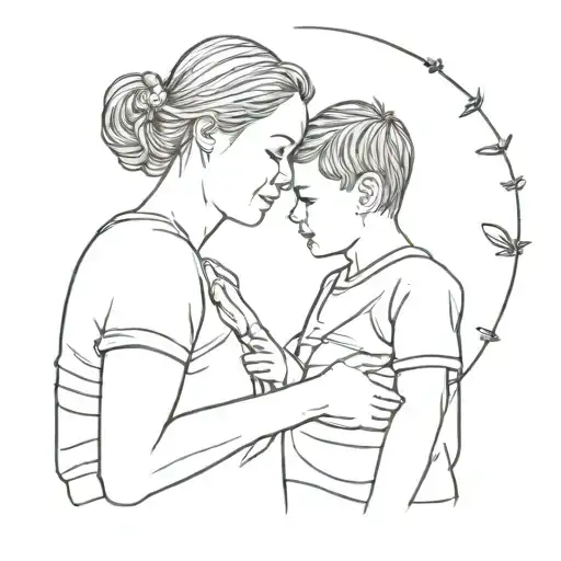 mom and son tattoo design idea