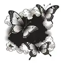 two butterflies flying towards clouds tattoo design idea