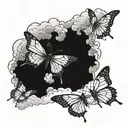 two butterflies flying towards clouds tattoo design idea