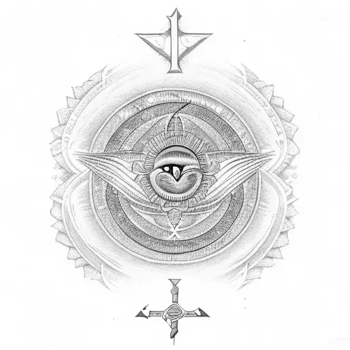 egypte croix ankh soleil lune petit tattoo design idea