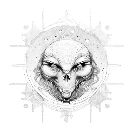isis soleil lune tattoo design idea