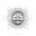 ankh soleil lune tattoo design idea