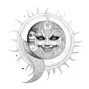 ankh soleil lune tattoo design idea