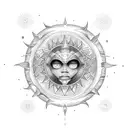 ankh soleil lune tattoo design idea