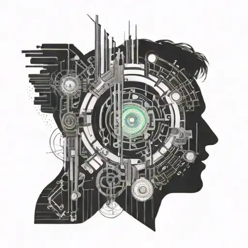 Combine symbols from The Matrix and Blade Runner to create a tattoo representing the intersection of technology and humanity tattoo design idea