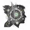 Combine symbols from The Matrix and Blade Runner to create a tattoo representing the intersection of technology and humanity tattoo design idea