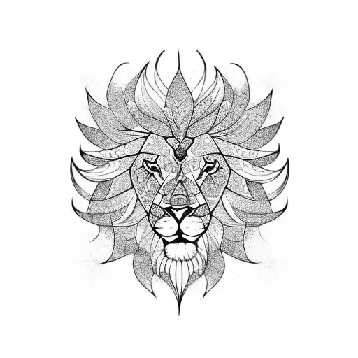 mandala lion mane feathers tattoo design idea