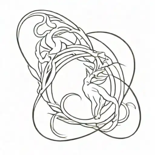 Sketch of a couple tattoo: combination of the zodiac signs Capricorn and Libra, initials D and E. tattoo design idea