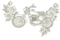 motorcycle memorial tattoo for my grandpa death with Roses tattoo design idea