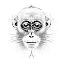 a small monkey with a balinese om tattoo design idea