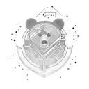 A software engineer bear building a music-themed game tattoo design idea