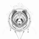 A software engineer bear building a music-themed game tattoo design idea
