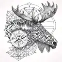 compass arrow northwest moose skull tattoo design idea