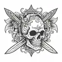 dagger with skull tattoo design idea
