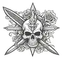 dagger with skull tattoo design idea