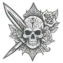 dagger with skull tattoo design idea