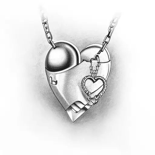 chain heart links tattoo design idea