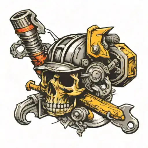 construction and tools tattoo design idea