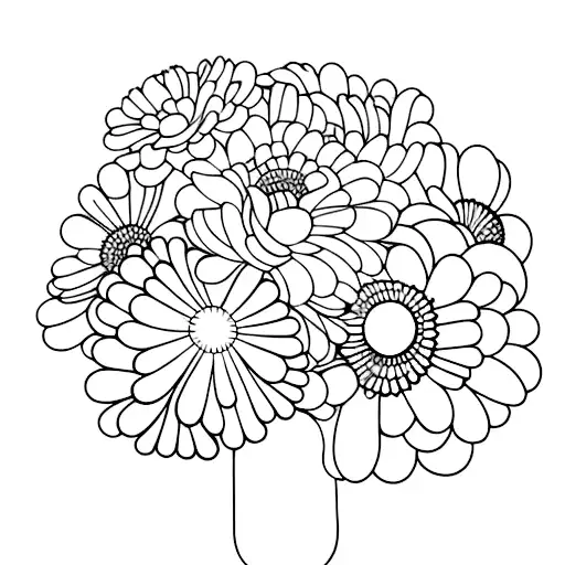marigold and violet bouquet tattoo design idea