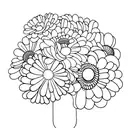 marigold and violet bouquet tattoo design idea
